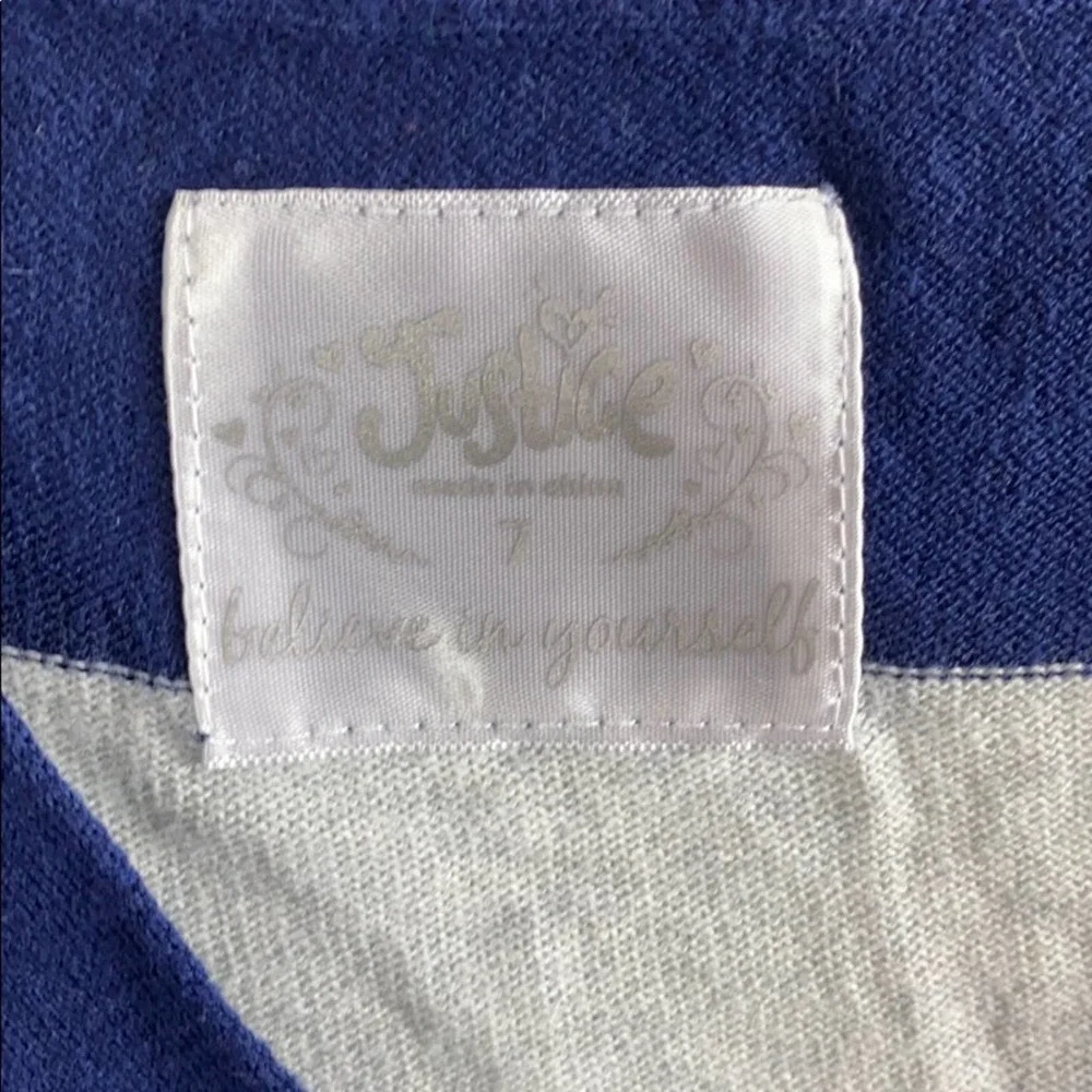 Justice Girls Navy & Gray Stripe Cardigan Size 7
